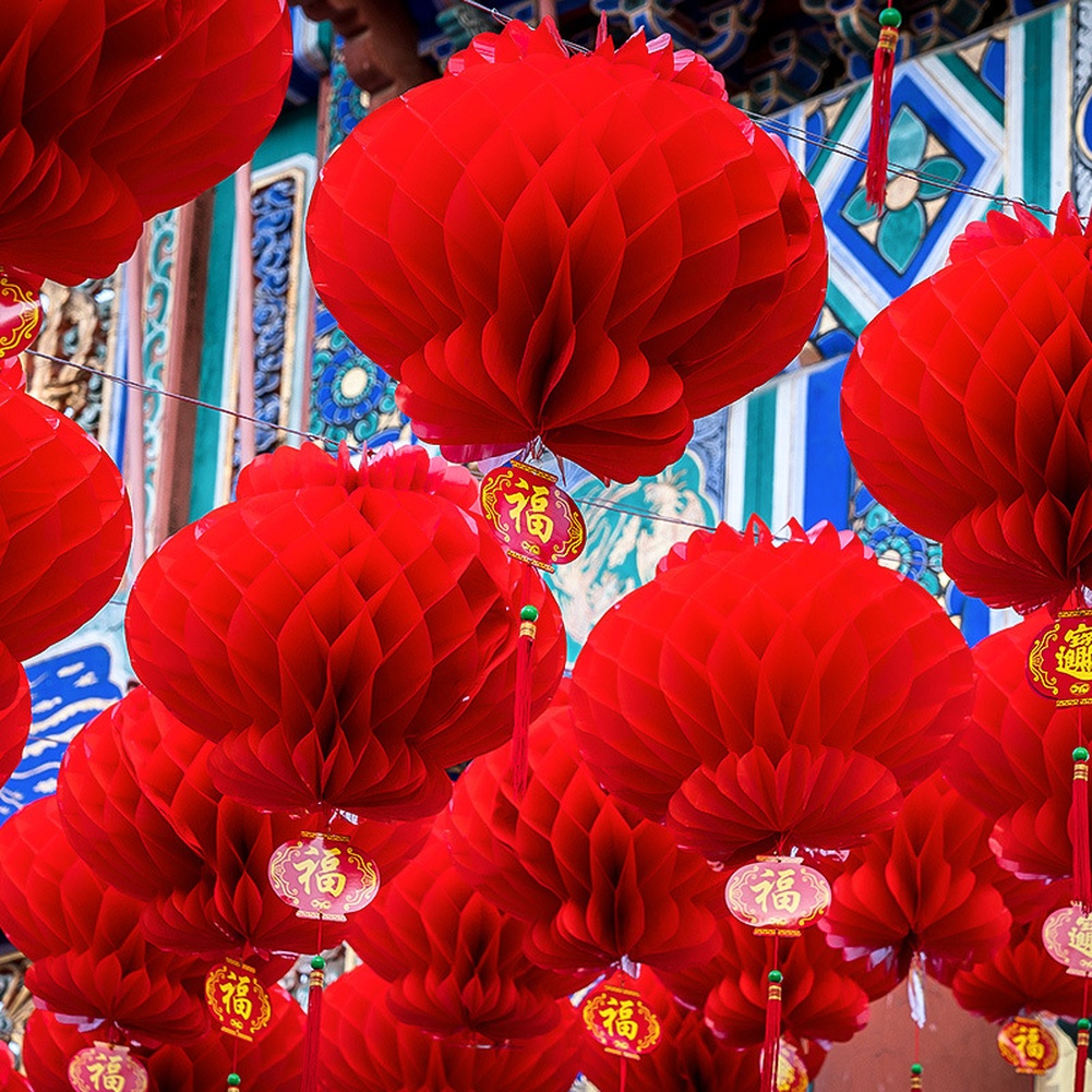 Japanese Lantern Paper - Ensemble de 20 lanternes rouges en