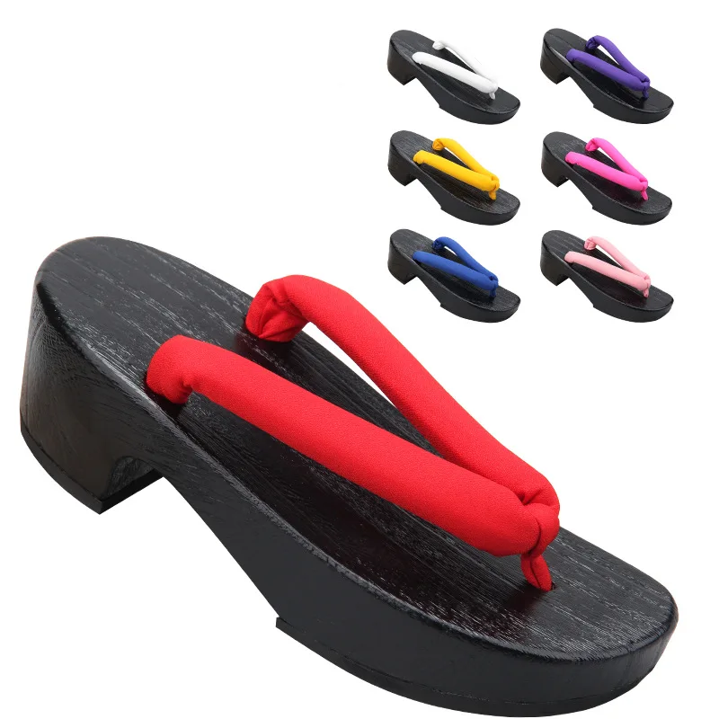 Geta Wooden Sandal - Sandales en bois noires en forme